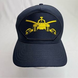 Vintage Army Armor Branch USA Black Adjustable Military Hat Cap Eagle Crest